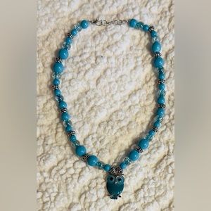Handmade Blue Owl Necklace
